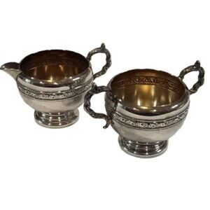 Vintage Viking Plate E.P. Copper Canadian Creamer and 2-Handled Sugar Bowl